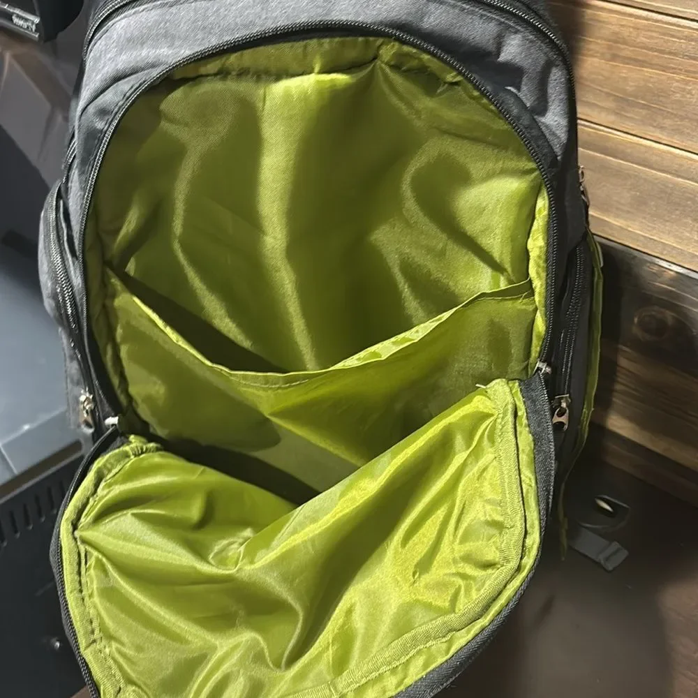 Eddie Bauer Gray Green Backpack Travel Diaper Baby Bag